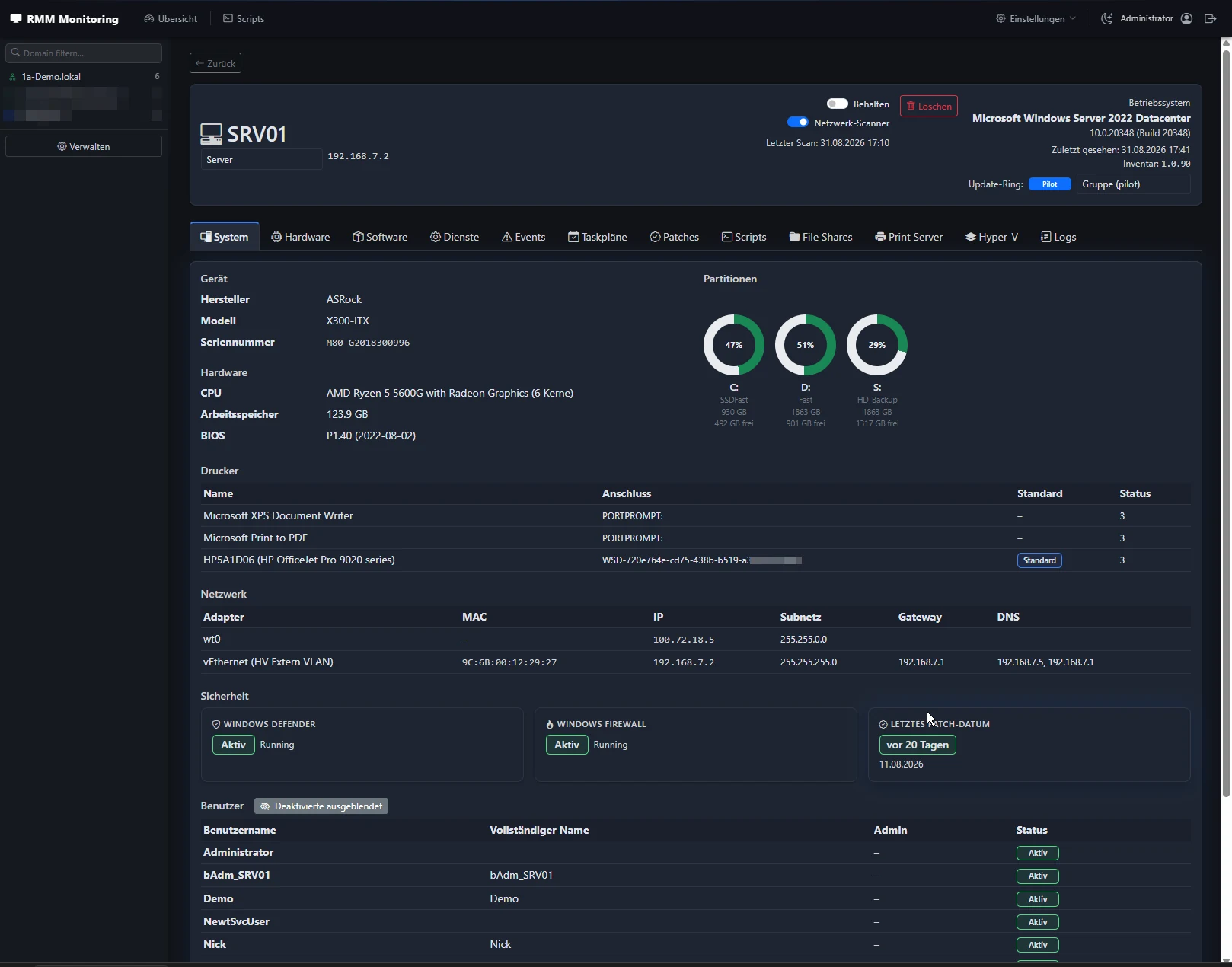 Monitoring-Tool: Server-Dashboard